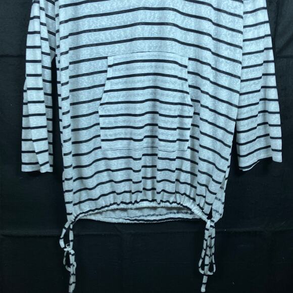 Kona Sol Womens Shirt White Black Sheer Beach Cover Up Drawstring Waist XL - Picture 3 of 12